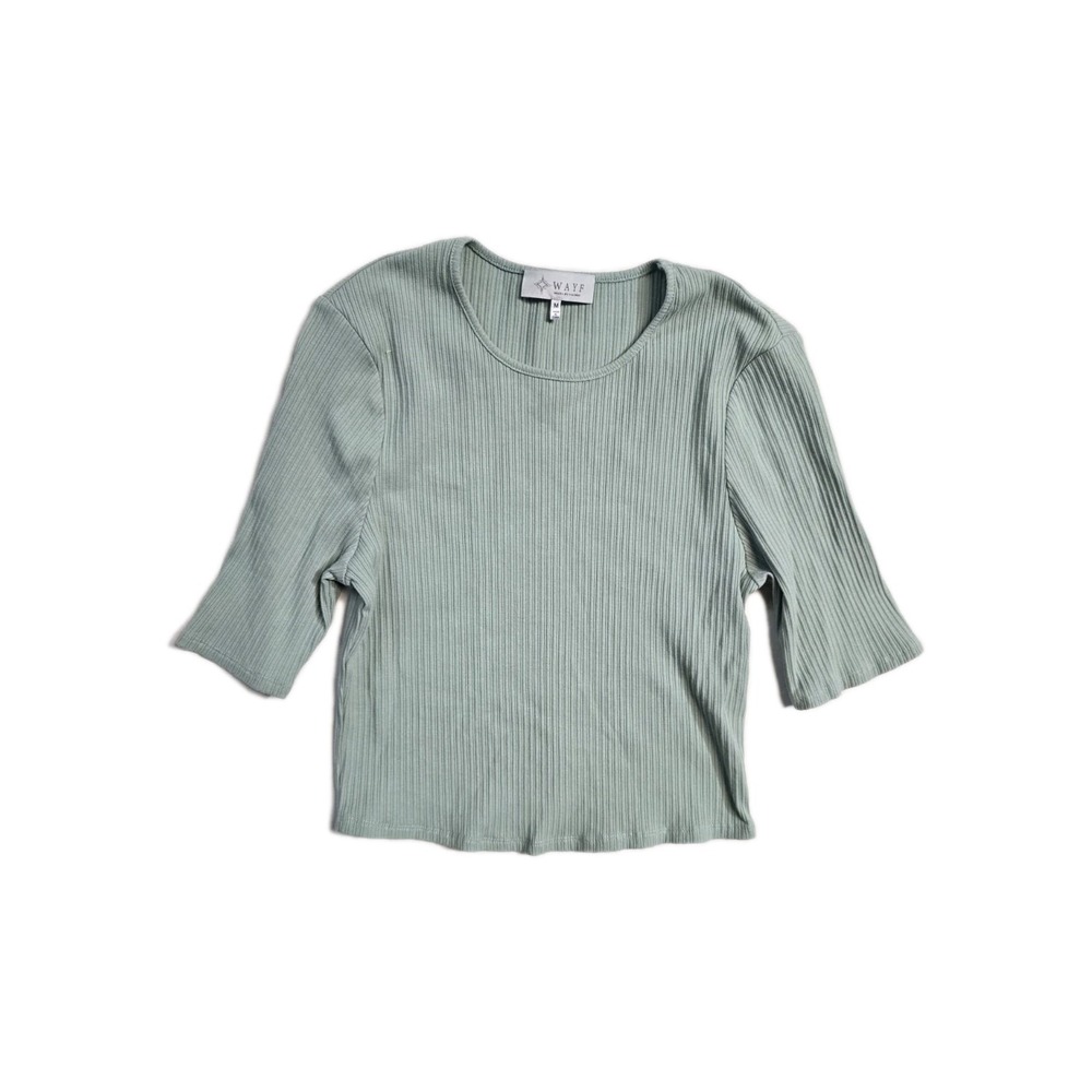 Wayf Women's Tshirt Ribbed Green M